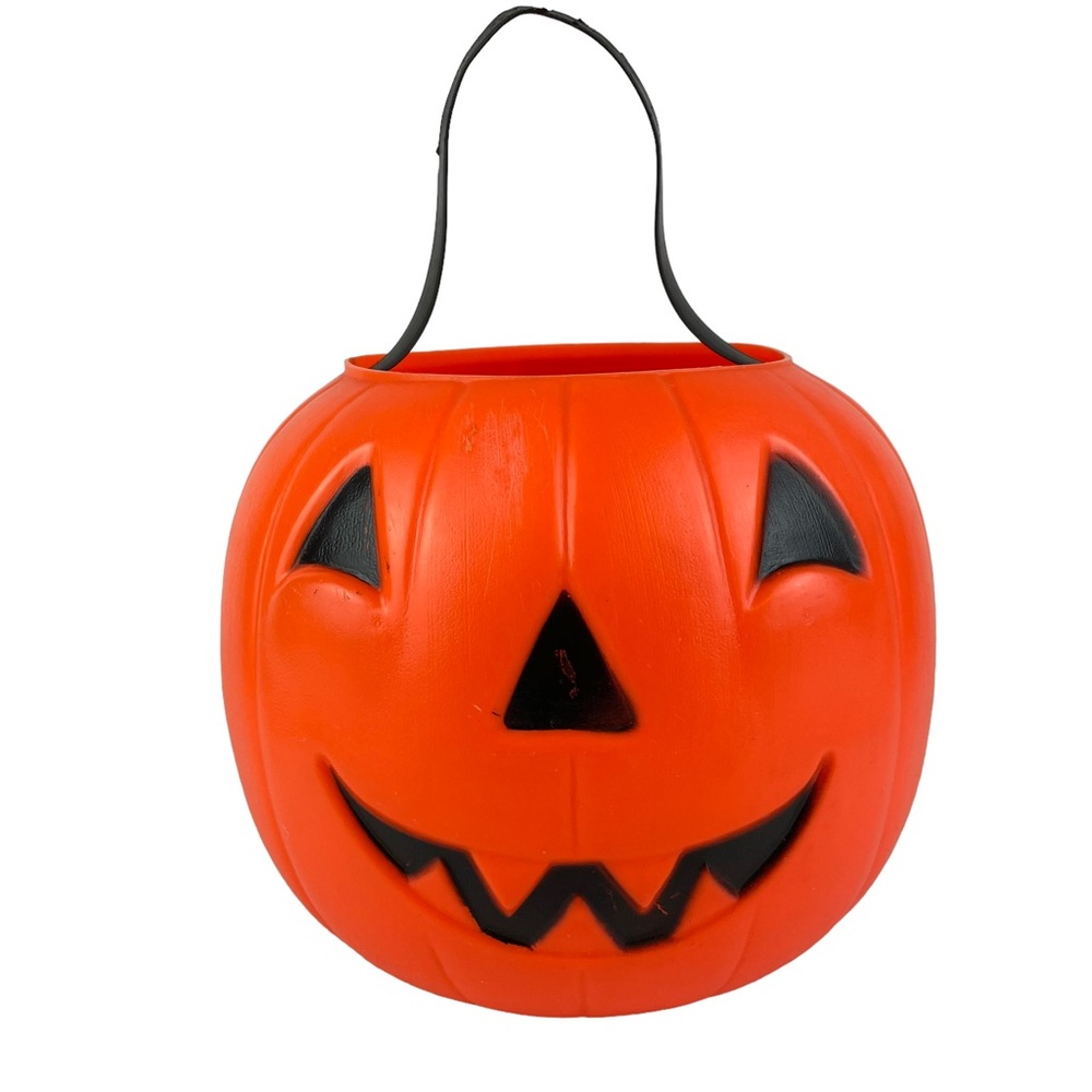 Vintage Blow-mold Trick-or-Treat Pumpkin Bucket Jack-o-Lantern 1968 Empire USA